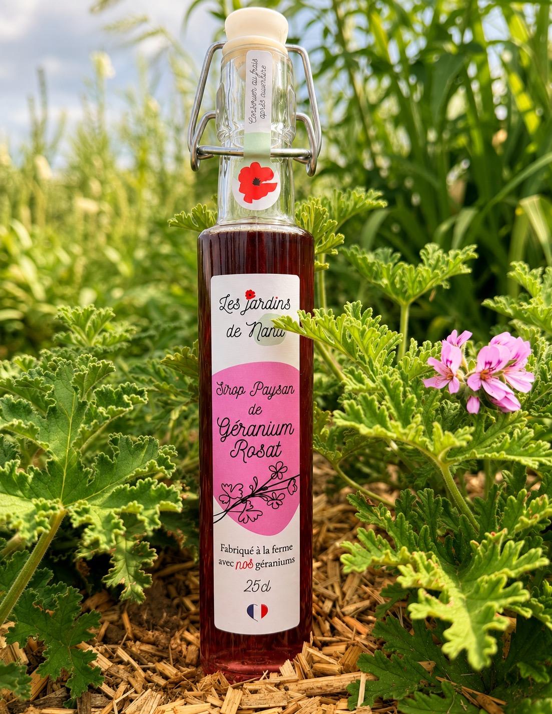 Sirop de géranium rosat artisanal